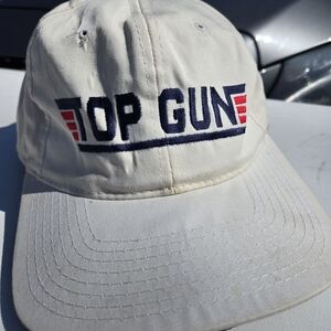Vintage Yupoong Top Gun Adjustable Snapback Trucker Hat White Movie Tom Cruise
